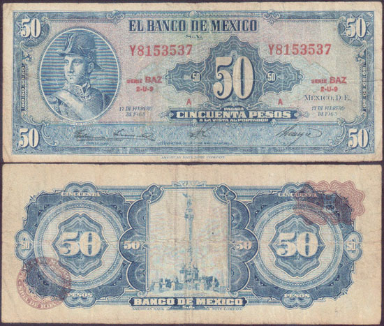 1965 Mexico 50 Pesos L002061